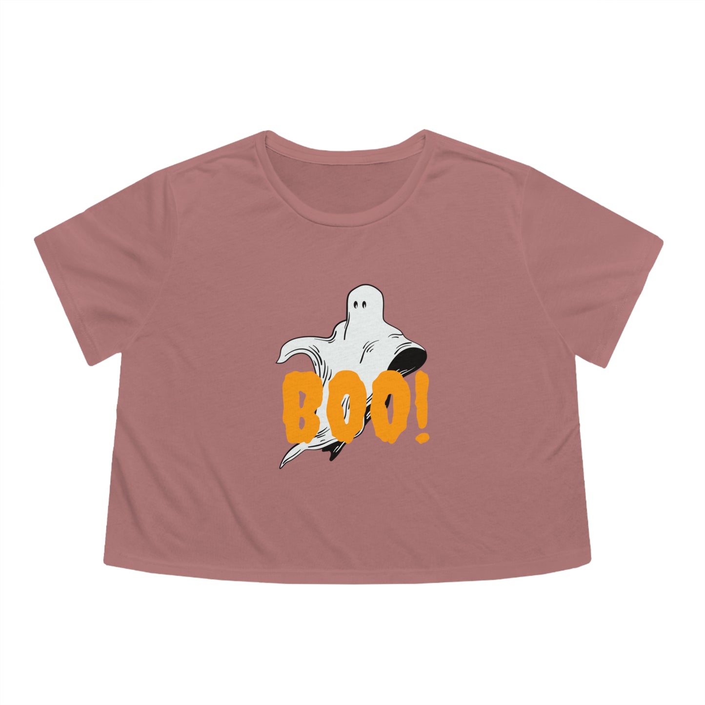 Boo! Women's Halloween Ghost Cropped Tee