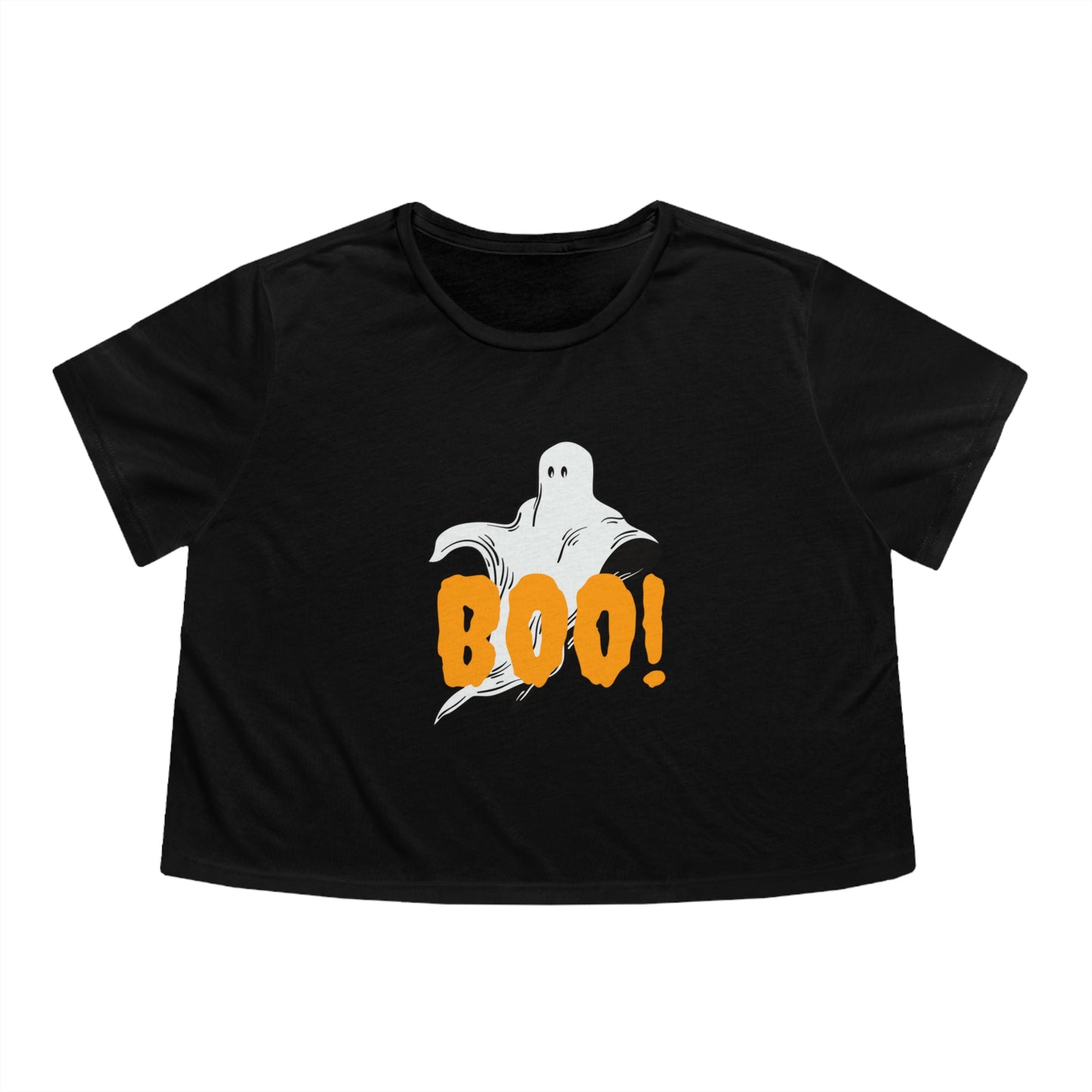 Boo! Women's Halloween Ghost Cropped Tee