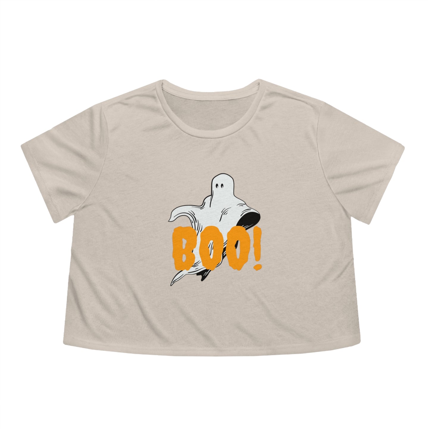 Boo! Women's Halloween Ghost Cropped Tee