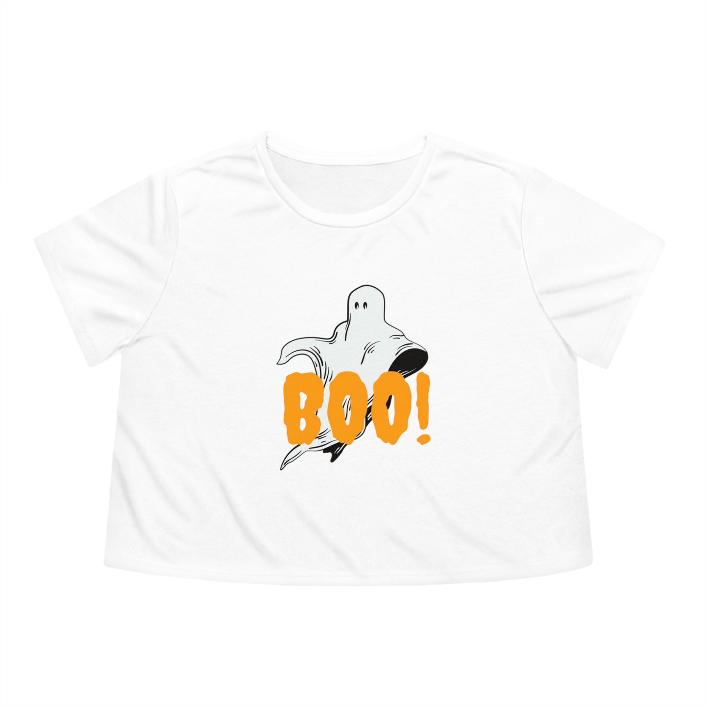 Boo! Women's Halloween Ghost Cropped Tee